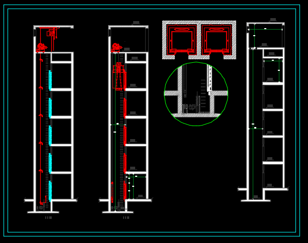 Section of elevator building